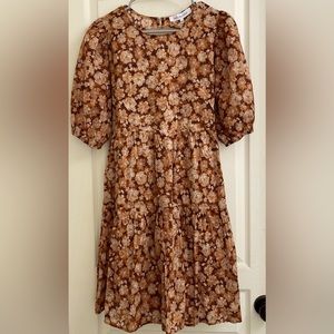 NWT Sofie the Label Floral Bare Back & Bow Babydoll Mini Dress 1/2 Puff Sleeves